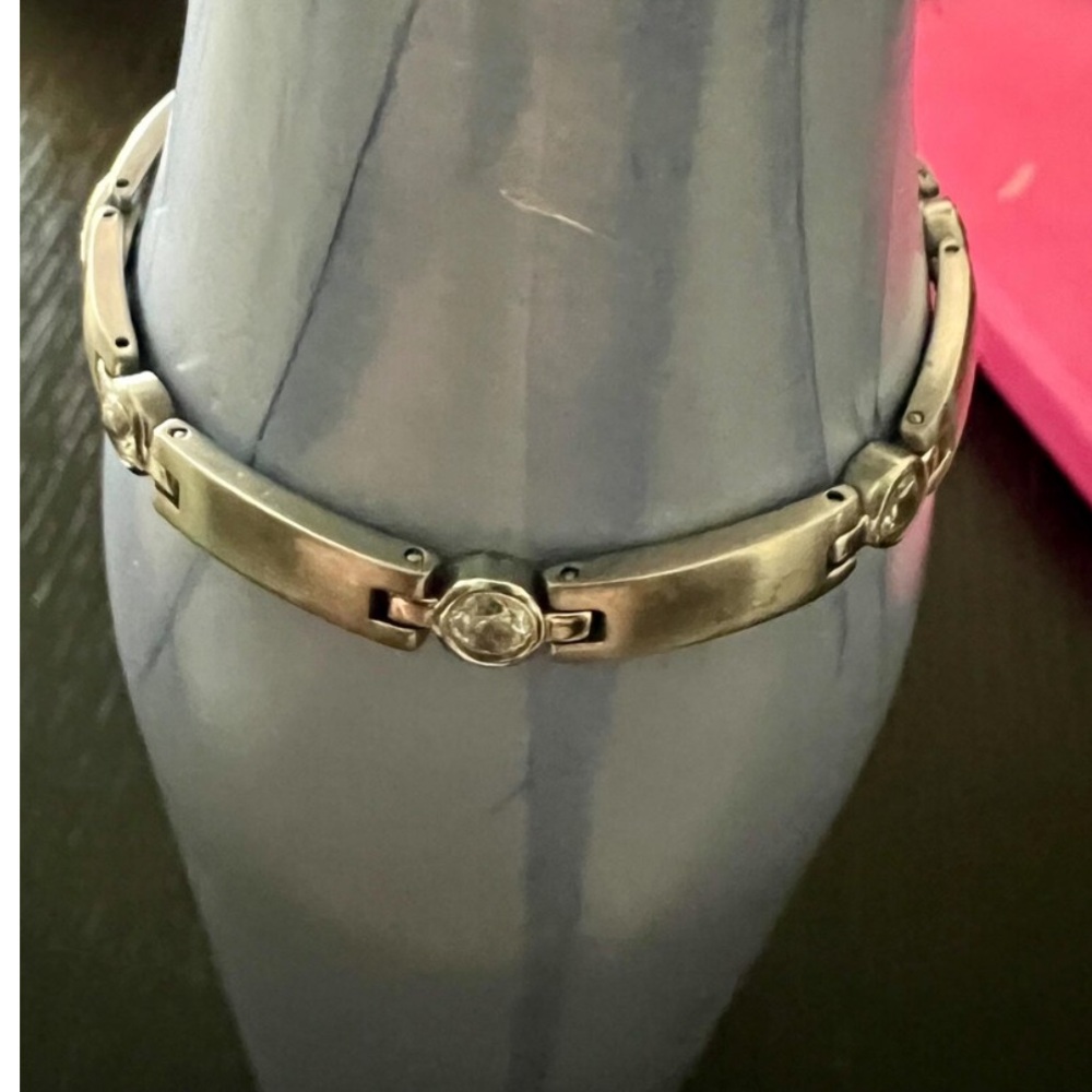 Vintage 1990s Speidel Diamonique Stainless Steel Bracelet - Picture 7 of 13